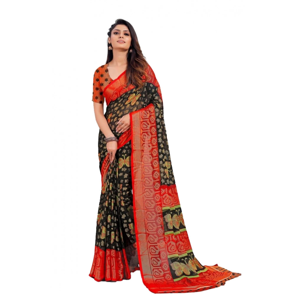 Viscose Rayon Printed Saree With Unstitched Blouse