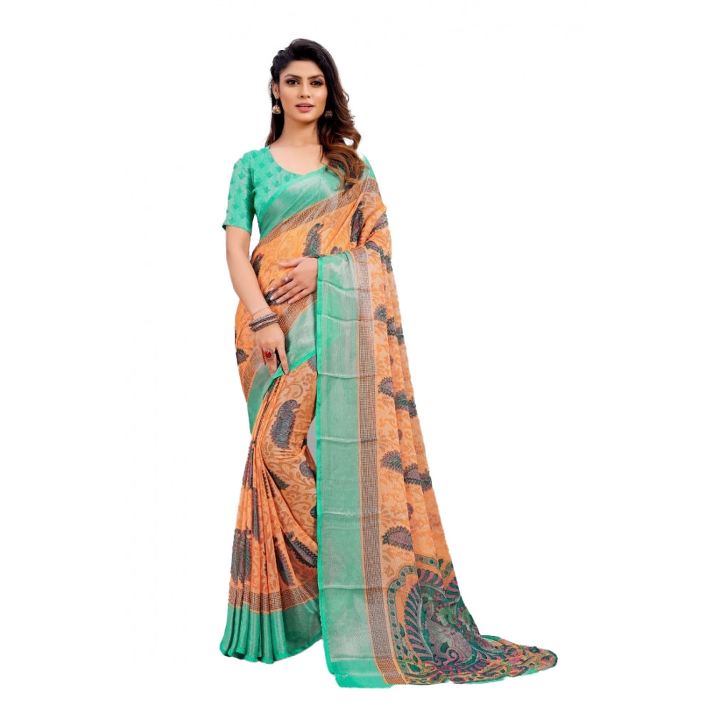 Viscose Rayon Printed Saree With Unstitched Blouse