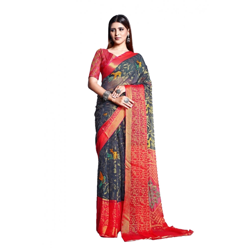 Viscose Rayon Printed Saree With Unstitched Blouse