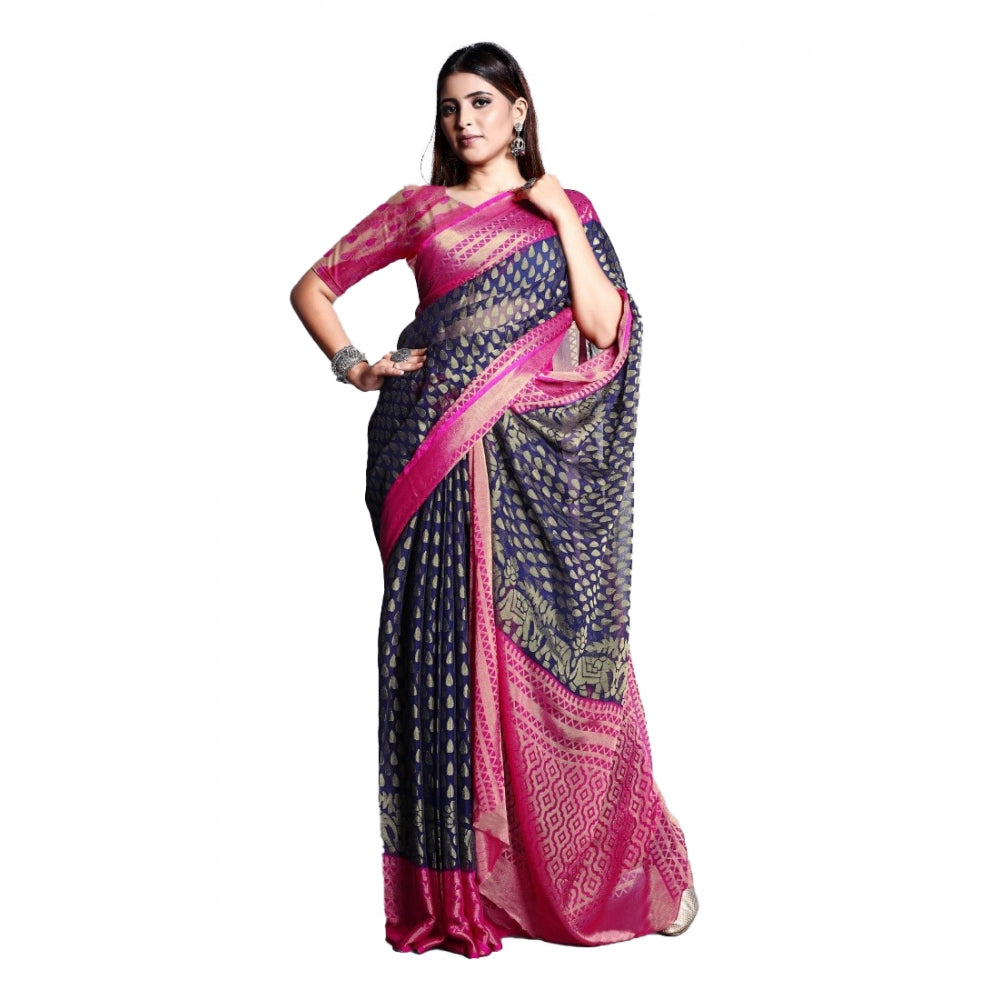 Viscose Rayon Printed Saree With Unstitched Blouse