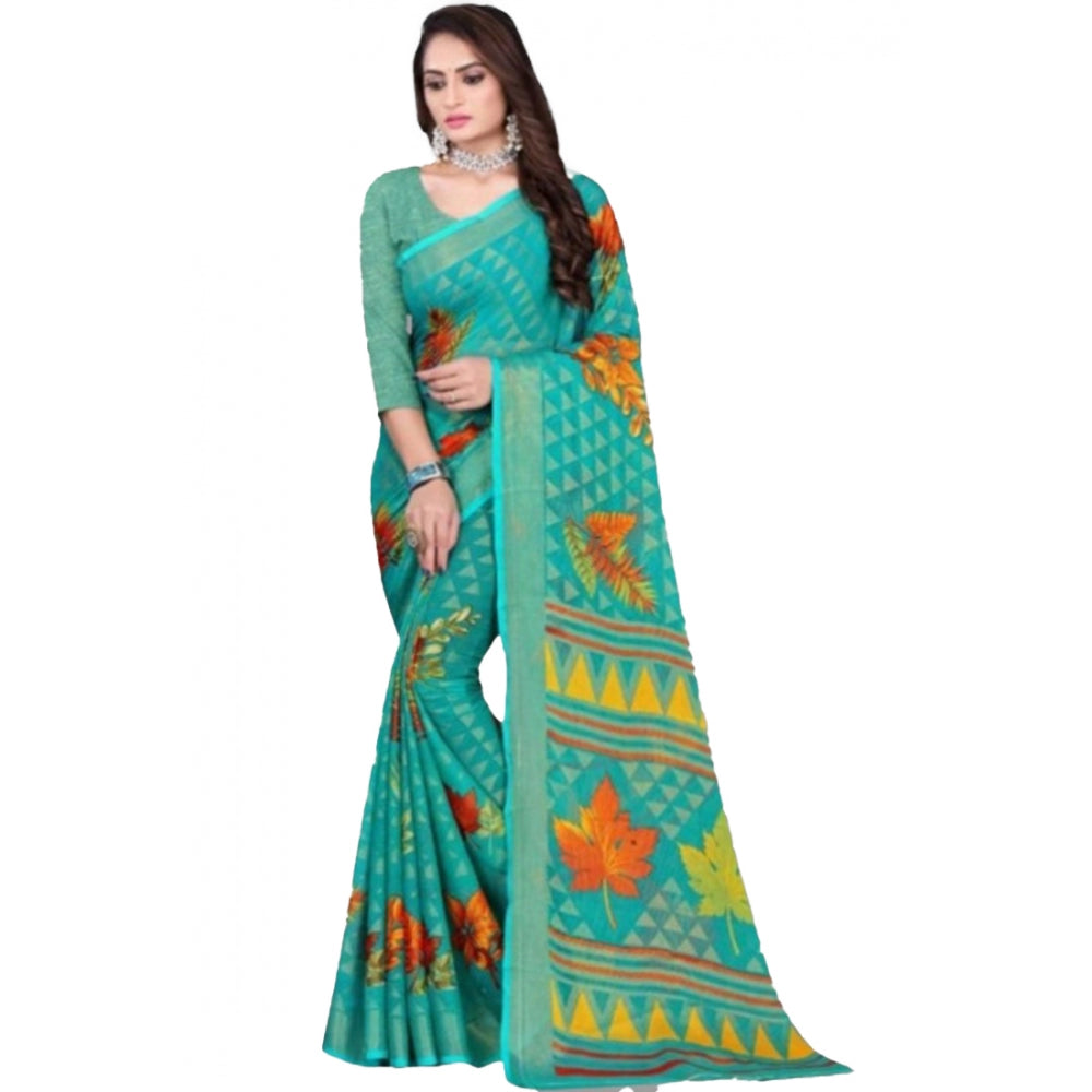 Viscose Rayon Printed Saree With Unstitched Blouse