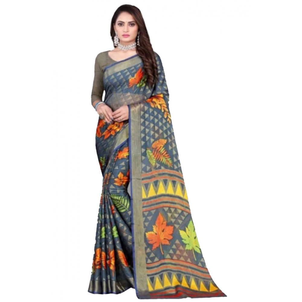 Viscose Rayon Printed Saree With Unstitched Blouse