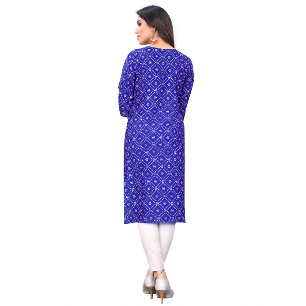 Casual 3/4th Sleeve Bandhani Printed Crepe Kurti