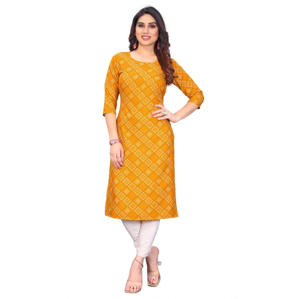 Casual 3/4th Sleeve Bandhani Printed Crepe Kurti