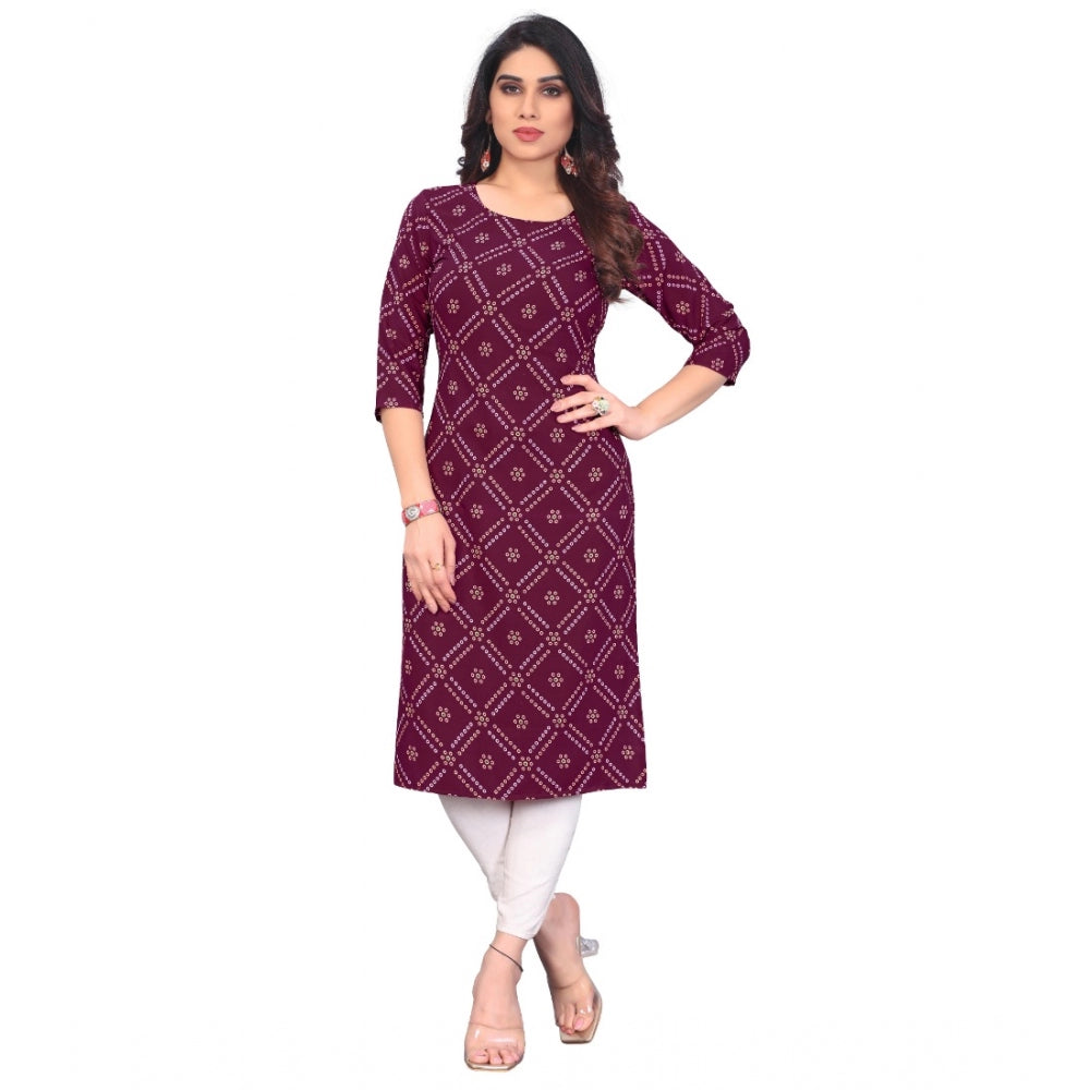 Casual 3/4th Sleeve Bandhani Printed Crepe Kurti