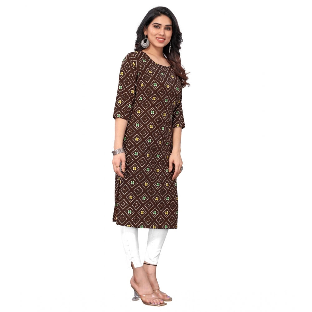 Casual 3/4th Sleeve Bandhani Printed Crepe Kurti