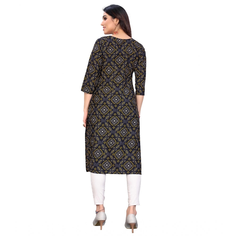 Casual 3/4th Sleeve Bandhani Printed Crepe Kurti