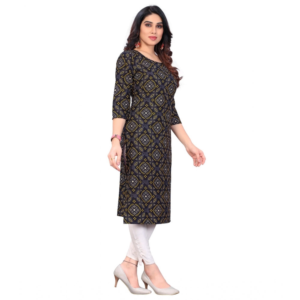 Casual 3/4th Sleeve Bandhani Printed Crepe Kurti