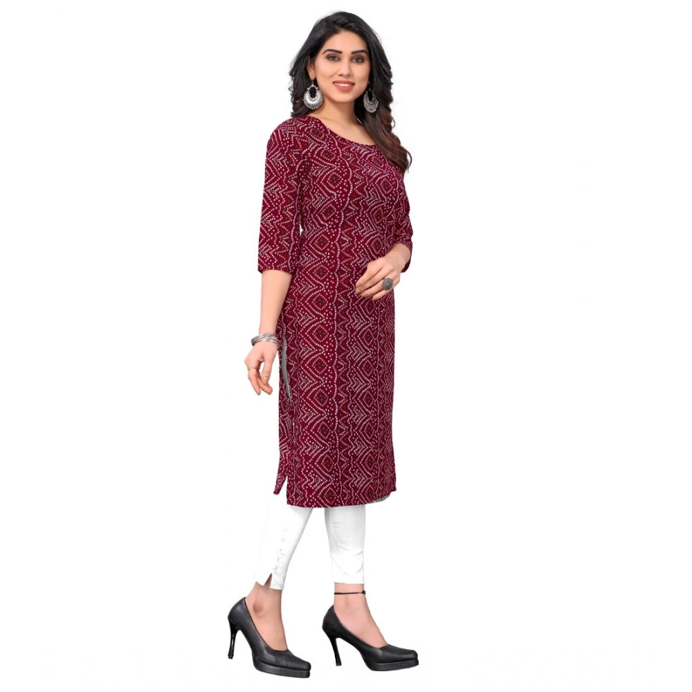 Casual 3/4th Sleeve Bandhani Printed Crepe Kurti