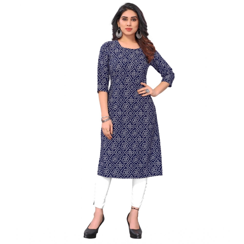 Casual 3/4th Sleeve Bandhani Printed Crepe Kurti