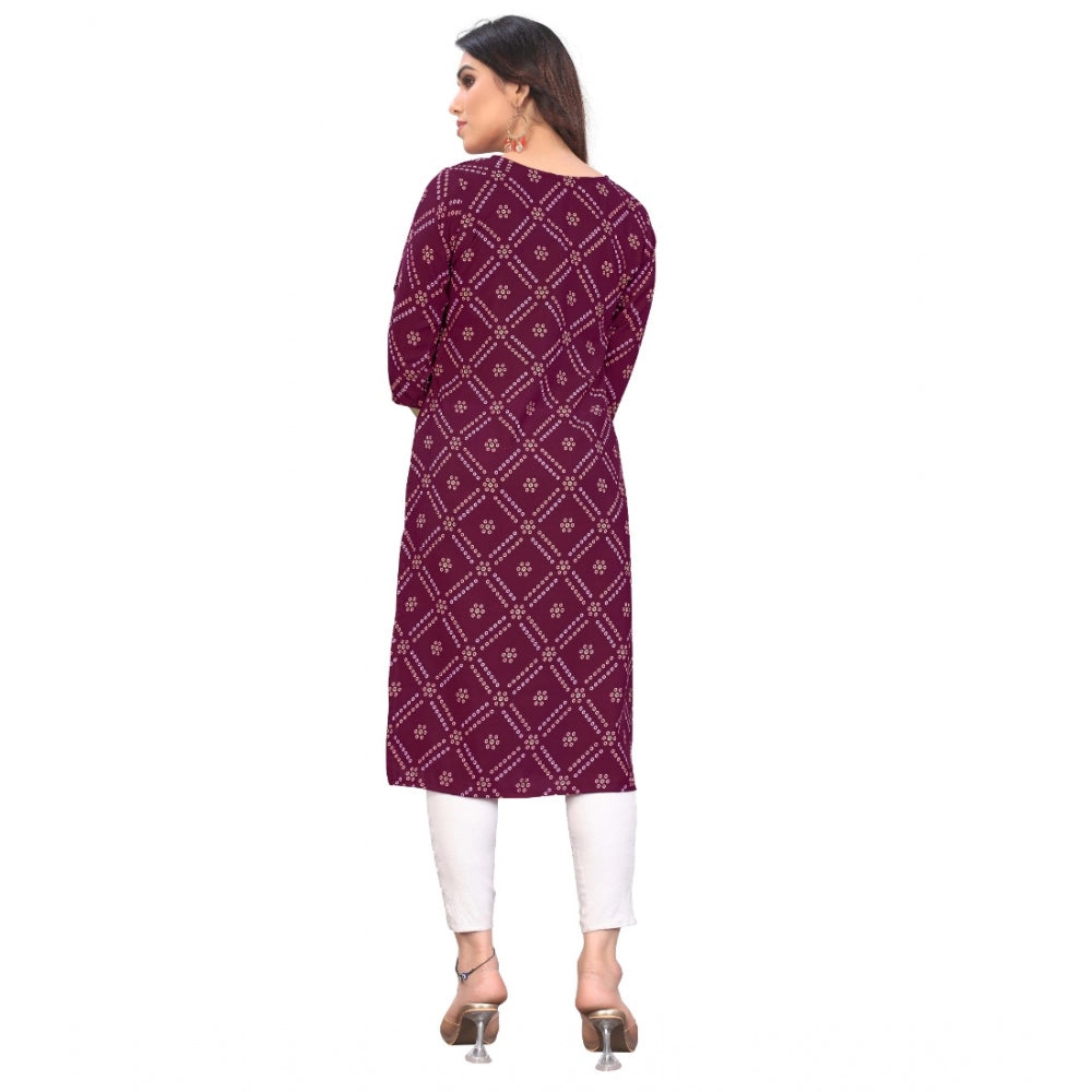 Casual 3/4th Sleeve Bandhani Printed Crepe Kurti