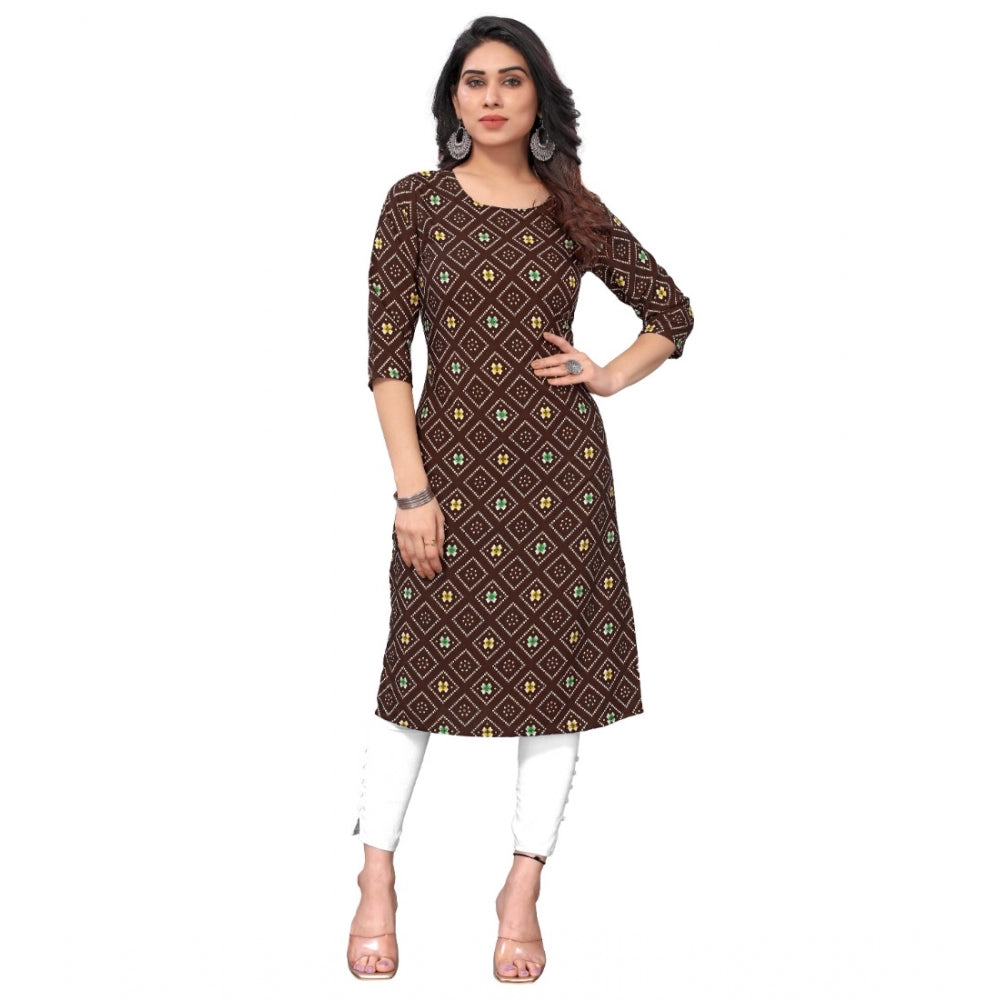 Casual 3/4th Sleeve Bandhani Printed Crepe Kurti