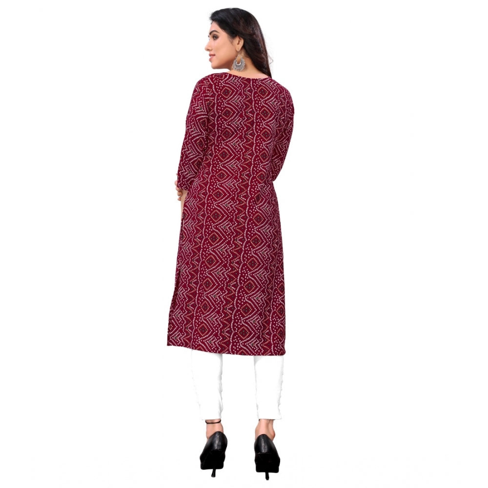 Casual 3/4th Sleeve Bandhani Printed Crepe Kurti