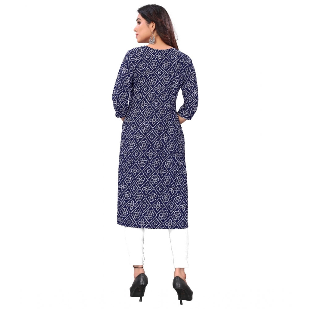 Casual 3/4th Sleeve Bandhani Printed Crepe Kurti