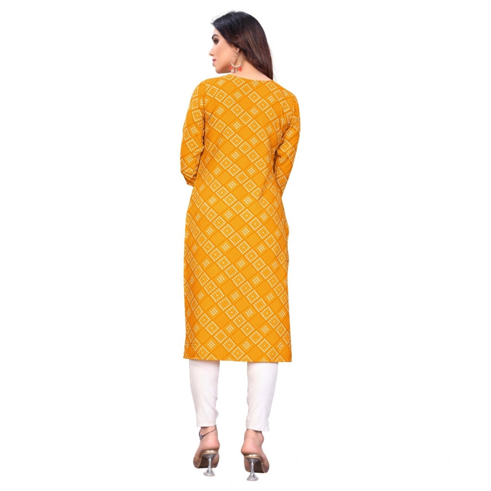 Casual 3/4th Sleeve Bandhani Printed Crepe Kurti