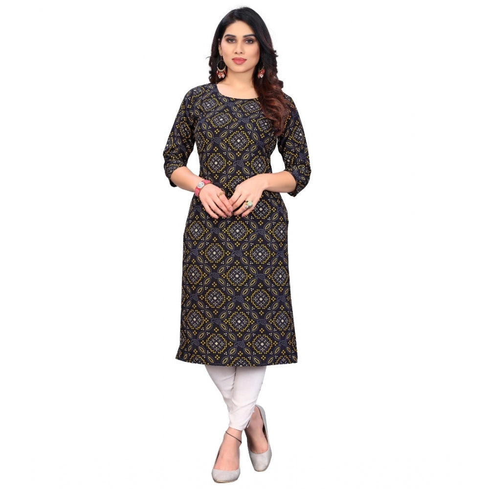 Casual 3/4th Sleeve Bandhani Printed Crepe Kurti