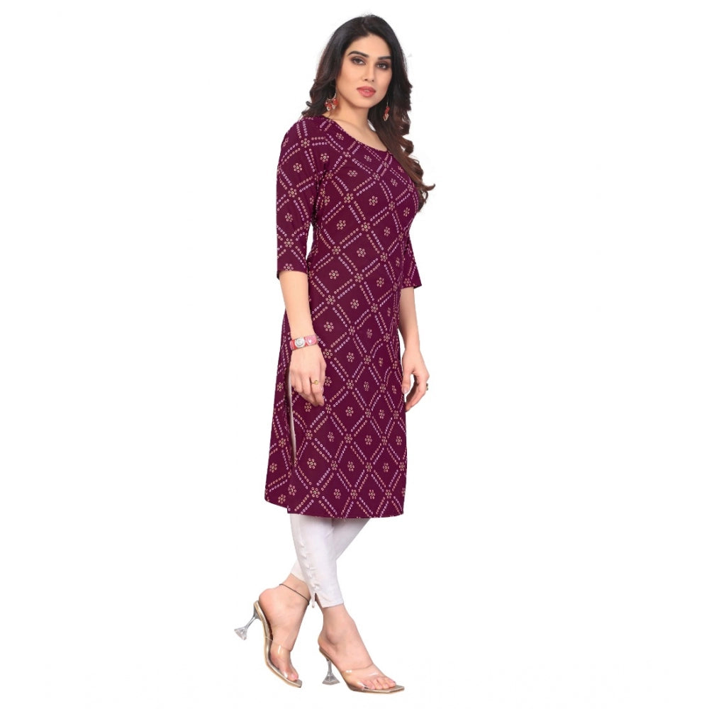 Casual 3/4th Sleeve Bandhani Printed Crepe Kurti