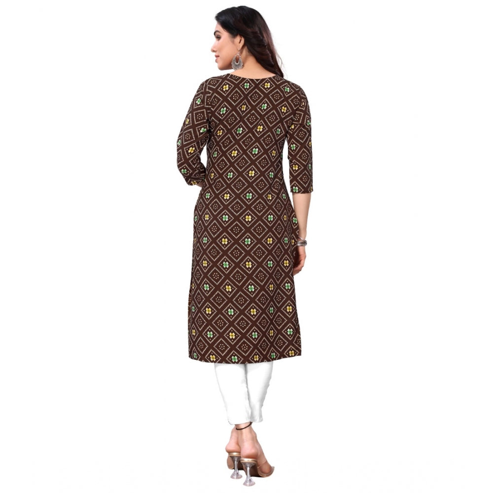 Casual 3/4th Sleeve Bandhani Printed Crepe Kurti