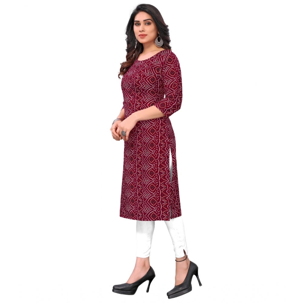 Casual 3/4th Sleeve Bandhani Printed Crepe Kurti