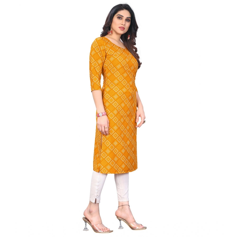 Casual 3/4th Sleeve Bandhani Printed Crepe Kurti