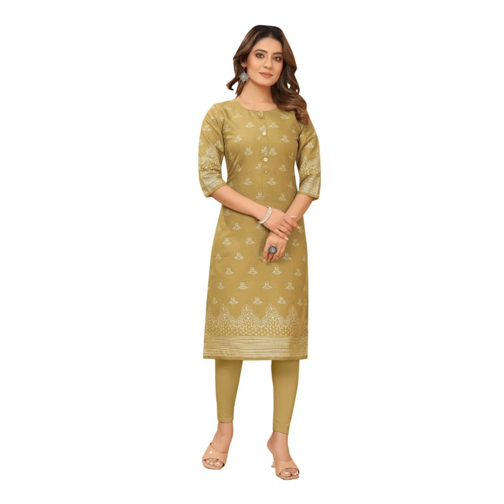 Casual 3/4th Sleeve Foil Gold Printed Ruby Cotton Kurti