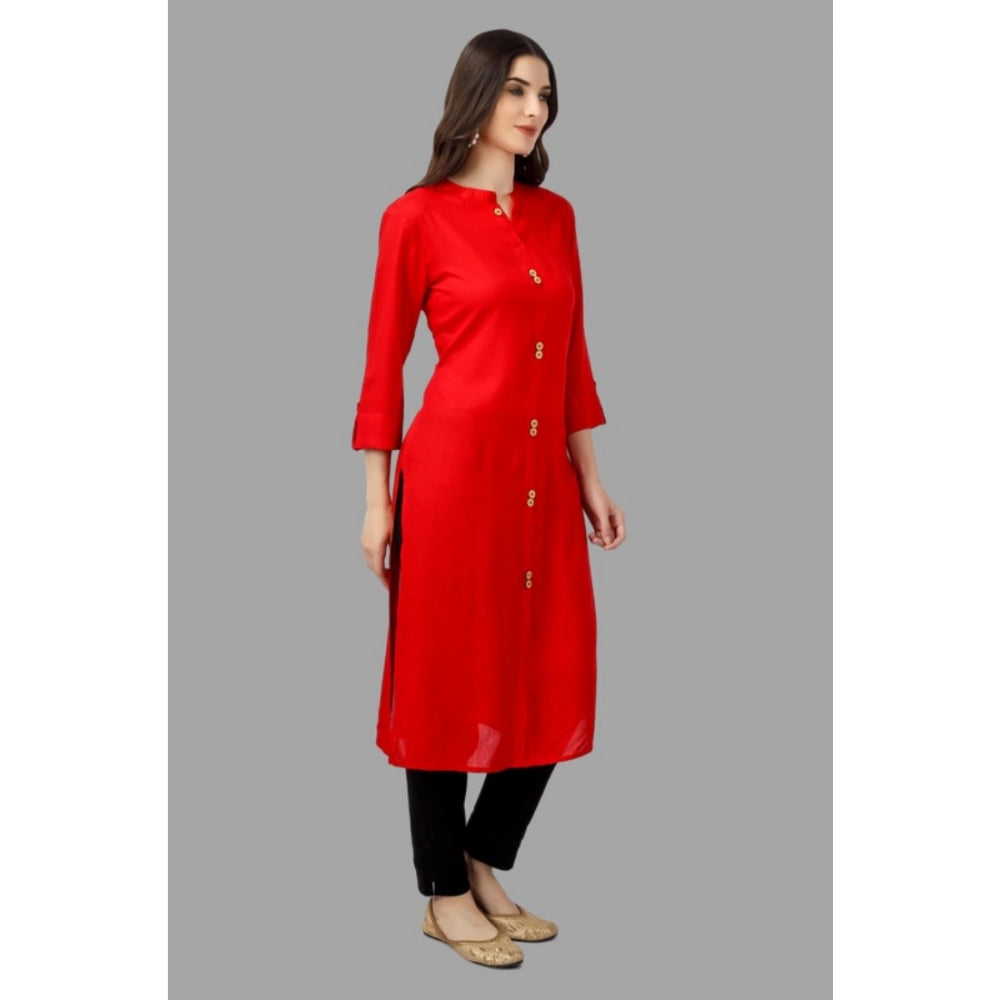 Solid Calf Length Rayon Kurti