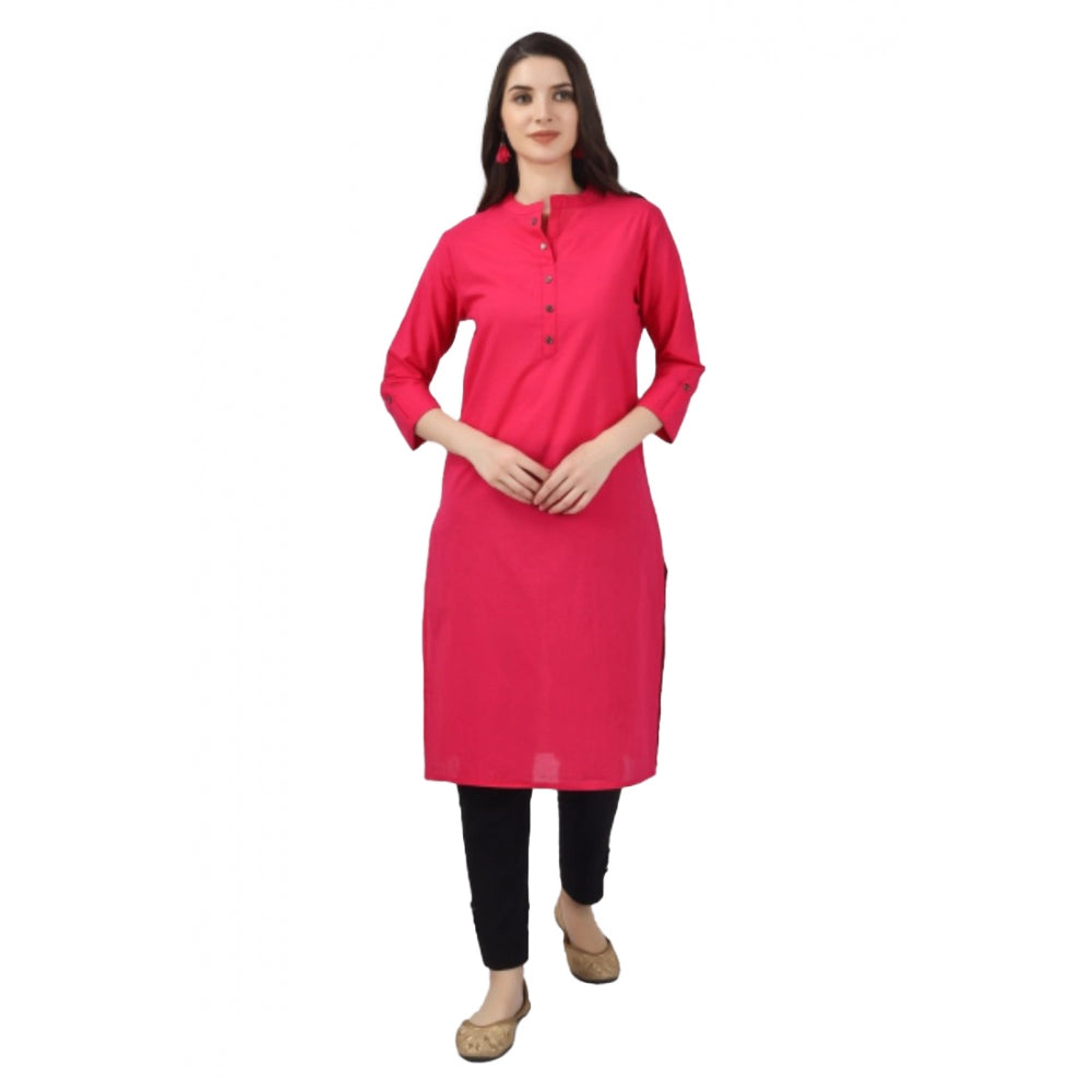 Solid Calf Length Cotton Kurti