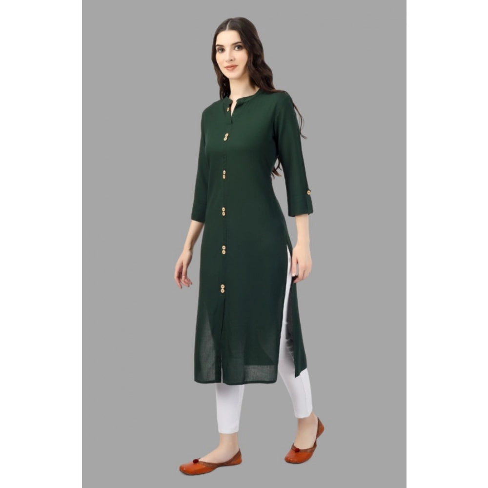 Solid Calf Length Rayon Kurti