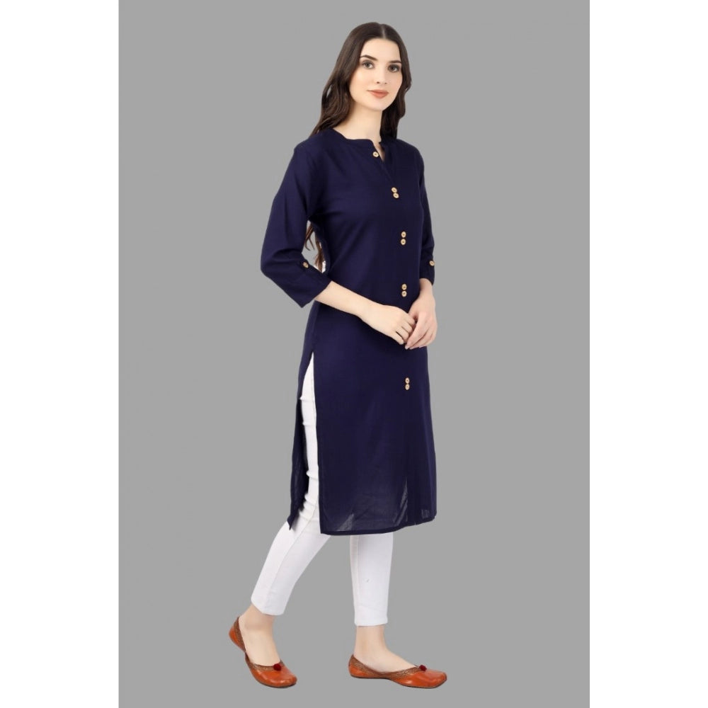 Solid Calf Length Rayon Kurti