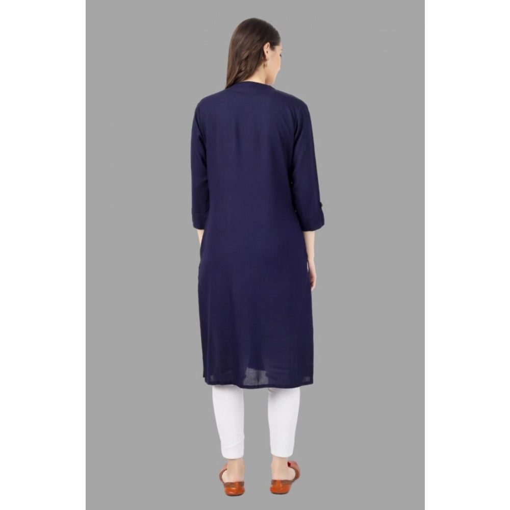 Solid Calf Length Rayon Kurti