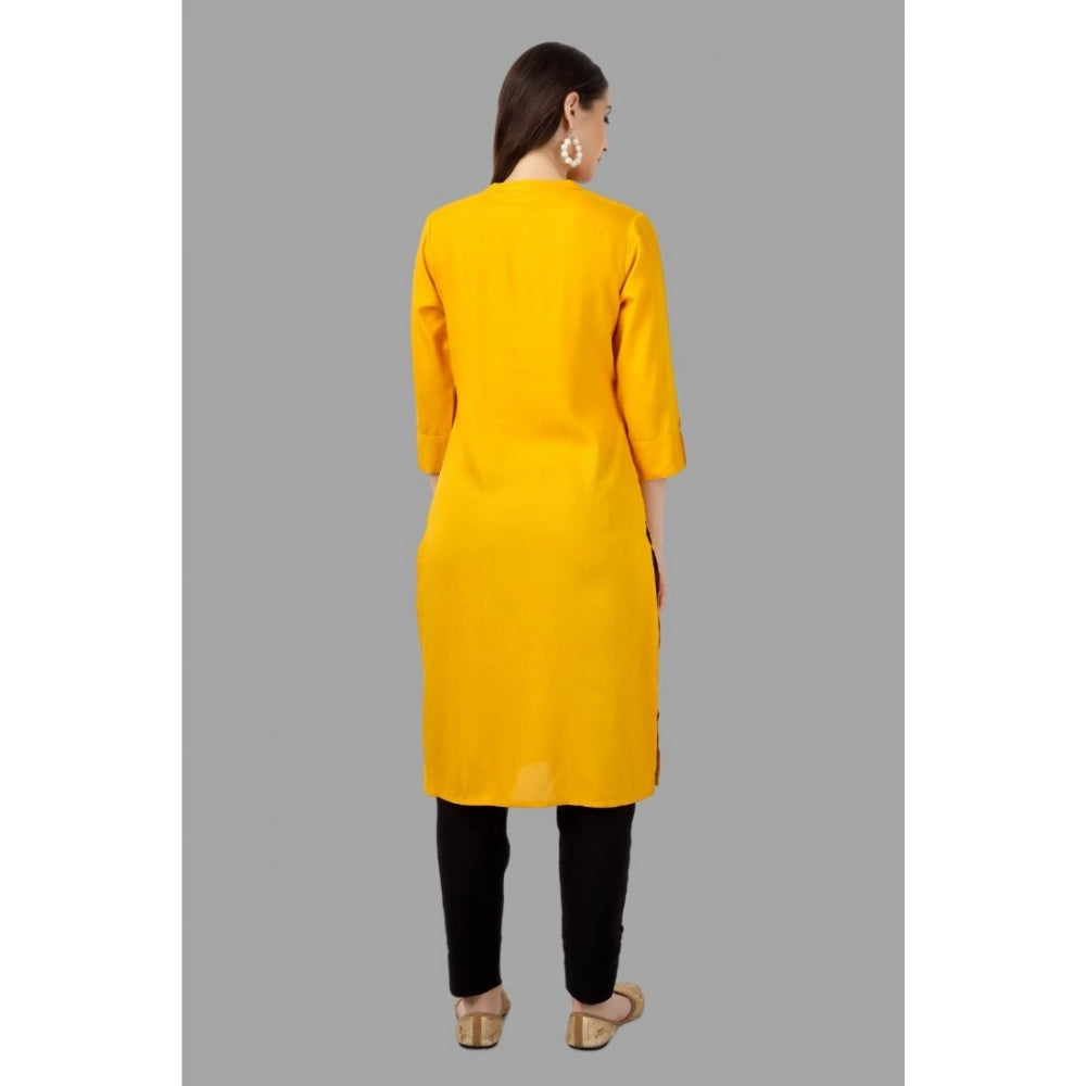 Solid Calf Length Rayon Kurti