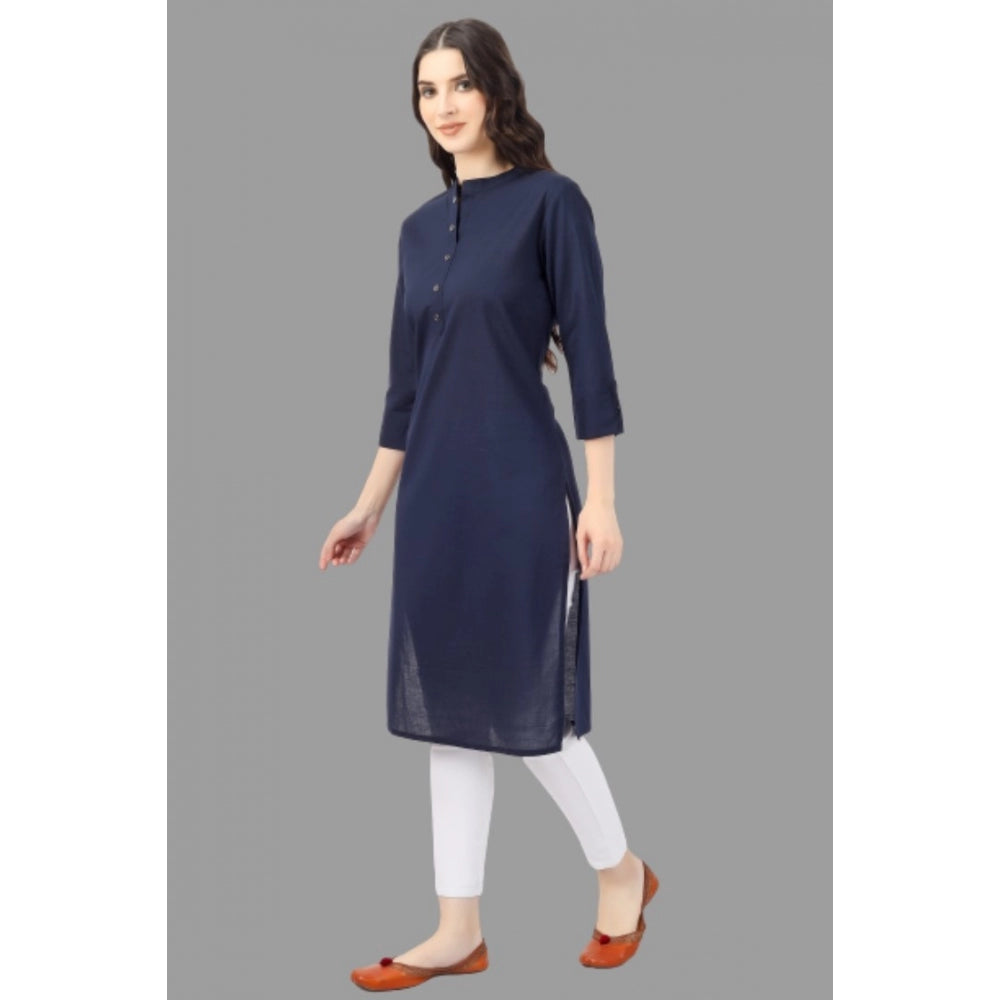 Solid Calf Length Cotton Kurti