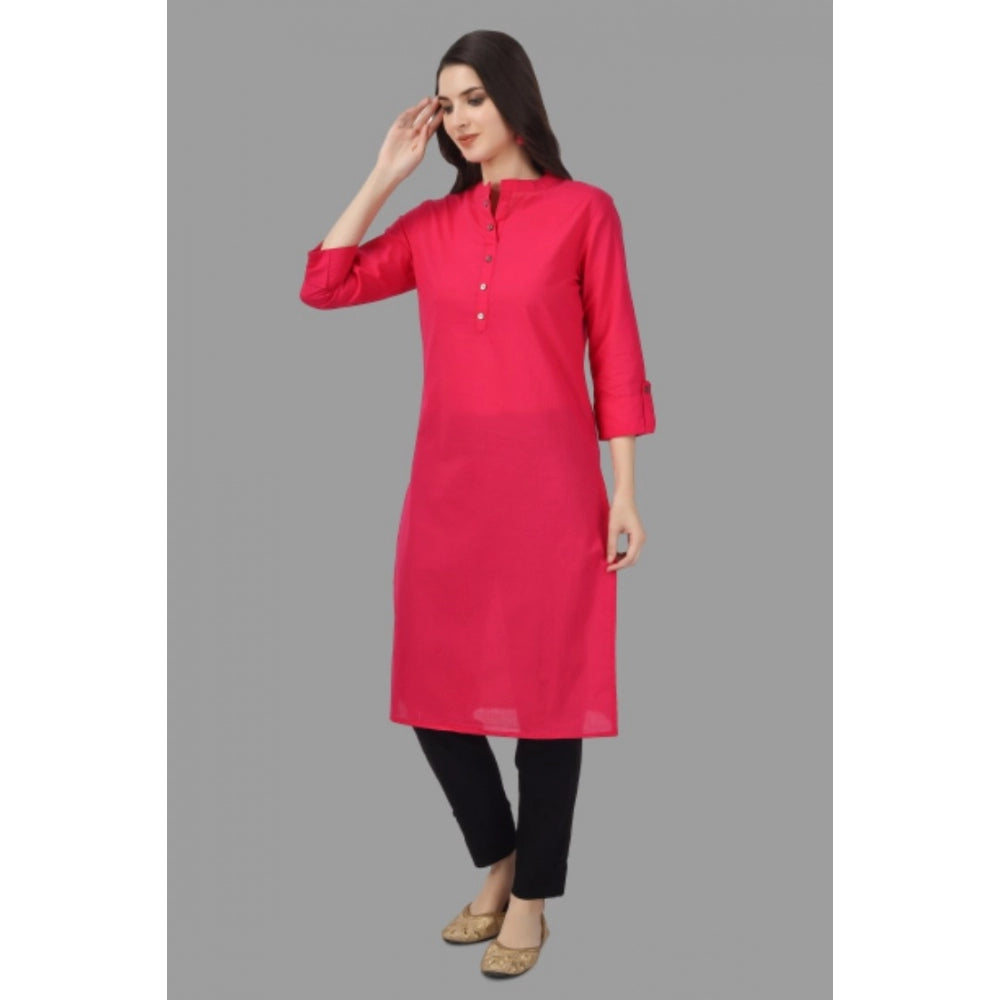 Solid Calf Length Cotton Kurti