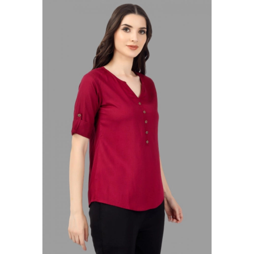 Solid Short Length Rayon Tunic Top