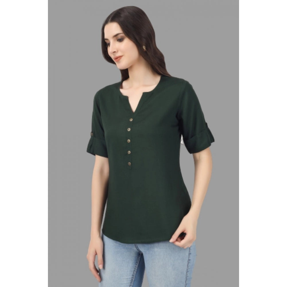 Solid Short Length Rayon Tunic Top