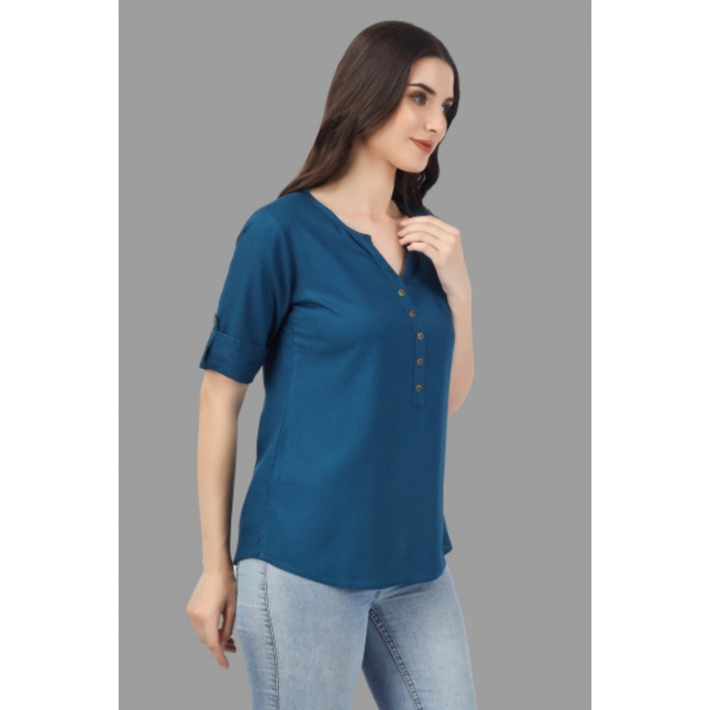 Solid Short Length Rayon Tunic Top