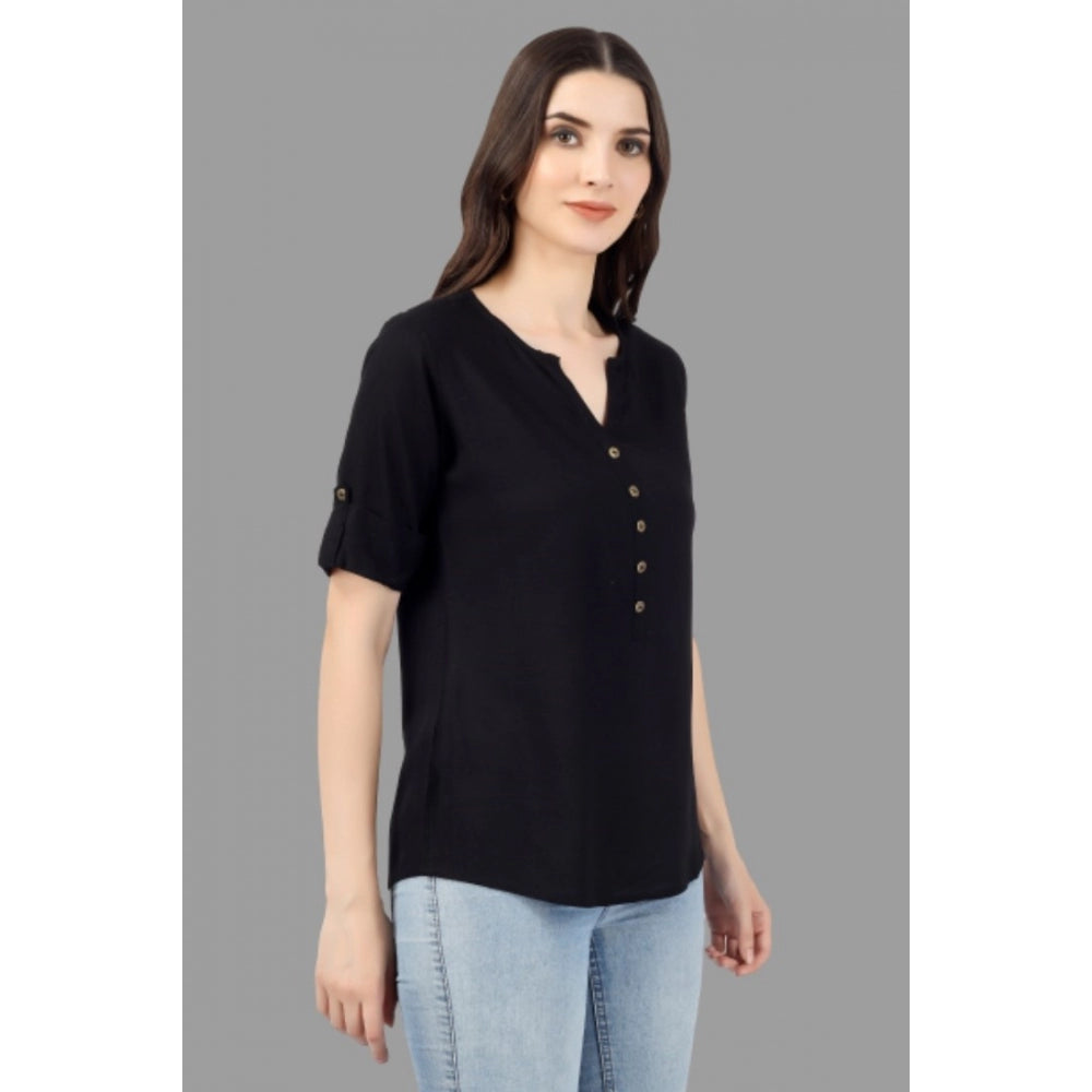 Solid Short Length Rayon Tunic Top