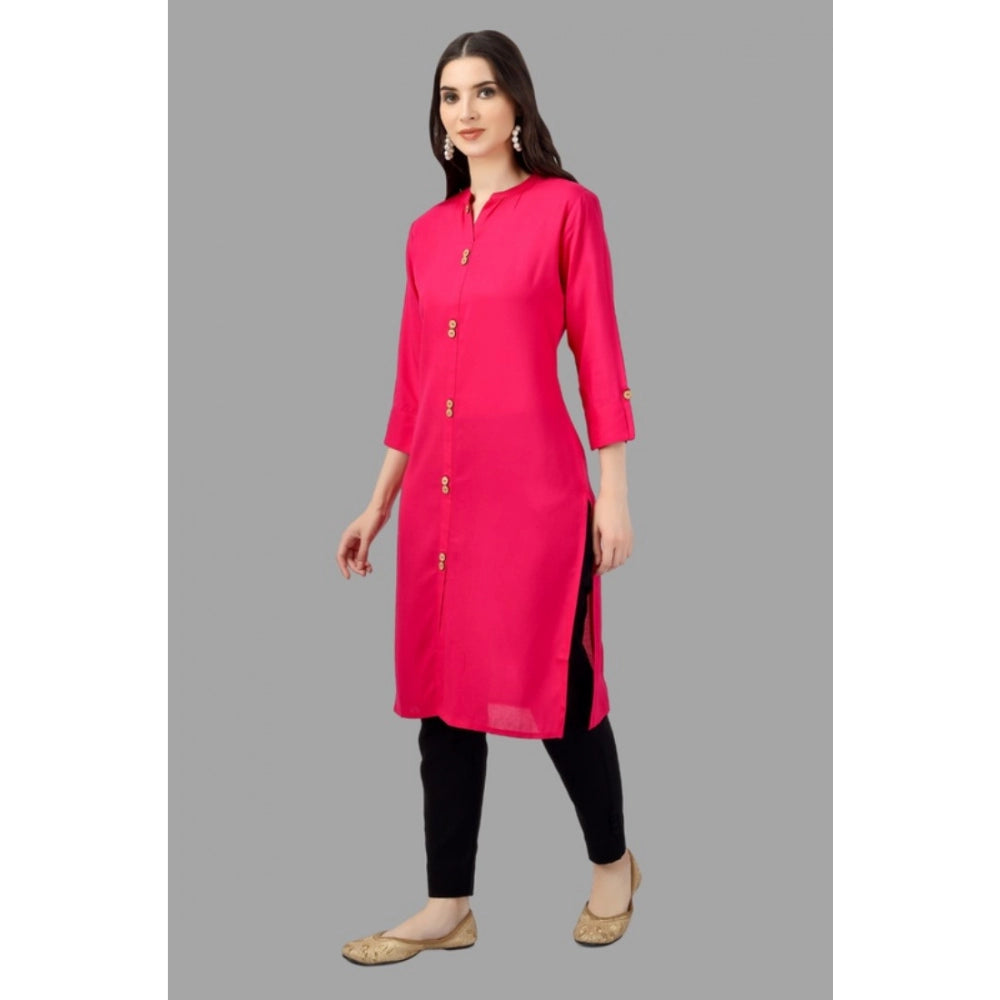 Solid Calf Length Rayon Kurti