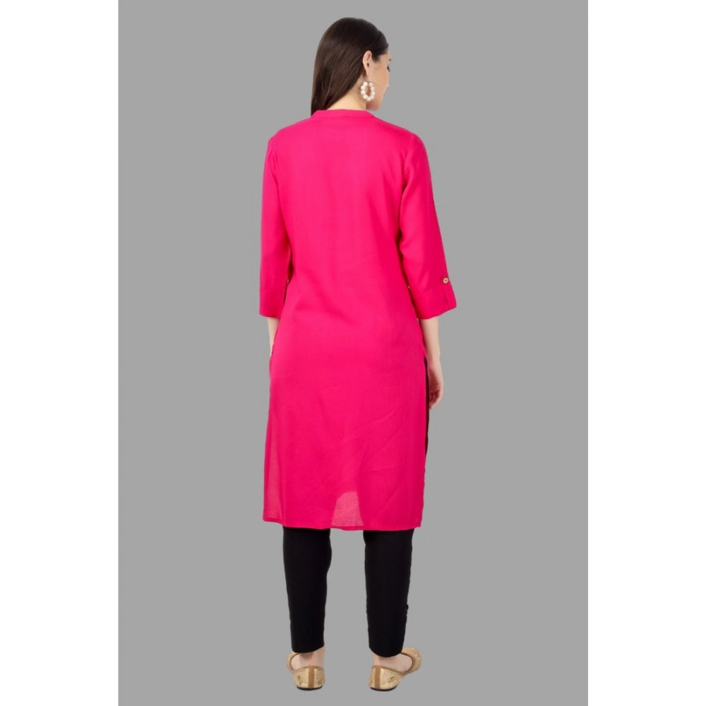 Solid Calf Length Rayon Kurti