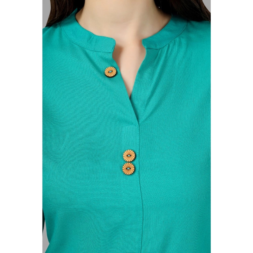 Solid Calf Length Rayon Kurti