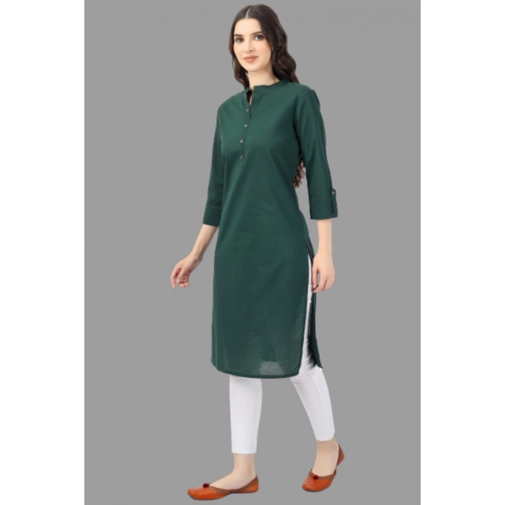 Solid Calf Length Cotton Kurti