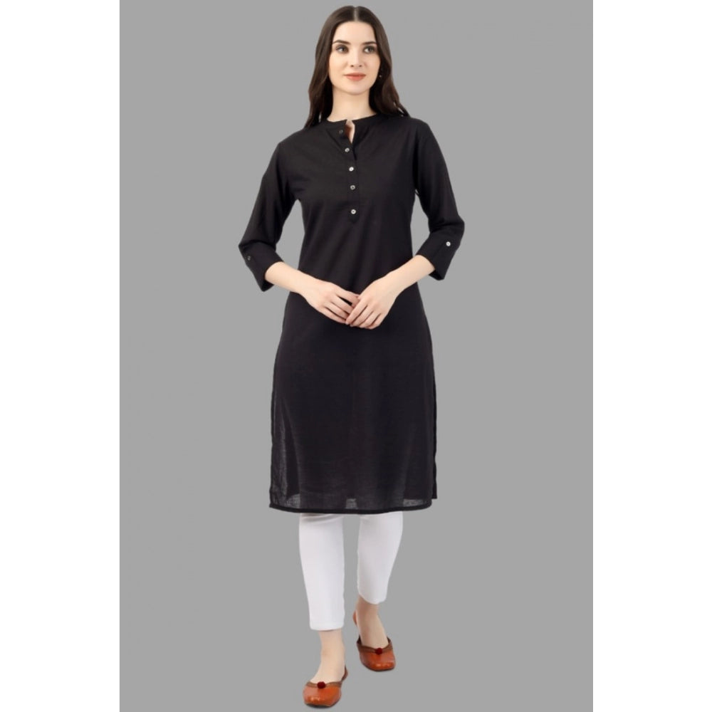 Solid Calf Length Cotton Kurti