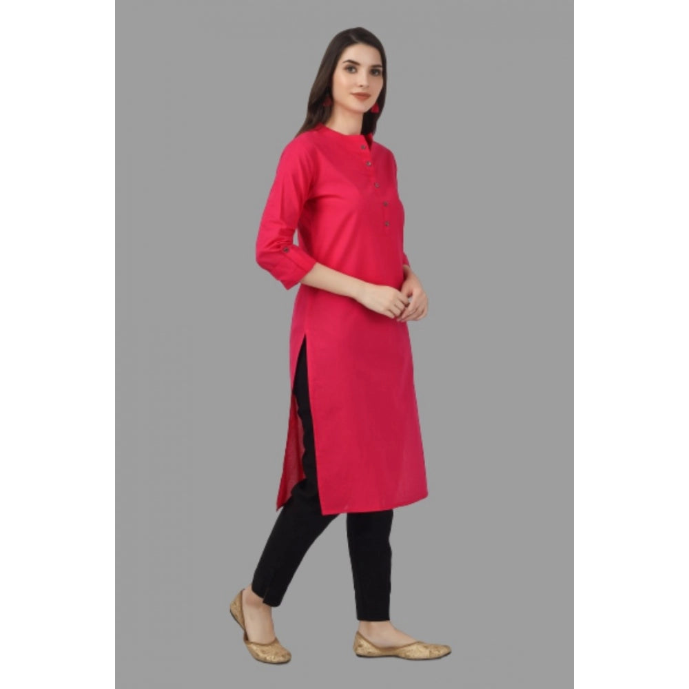 Solid Calf Length Cotton Kurti