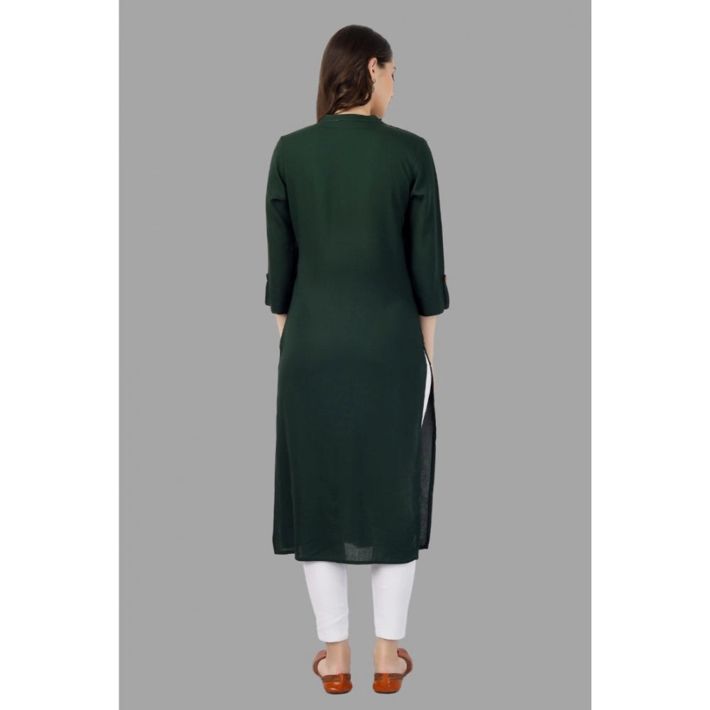 Solid Calf Length Rayon Kurti