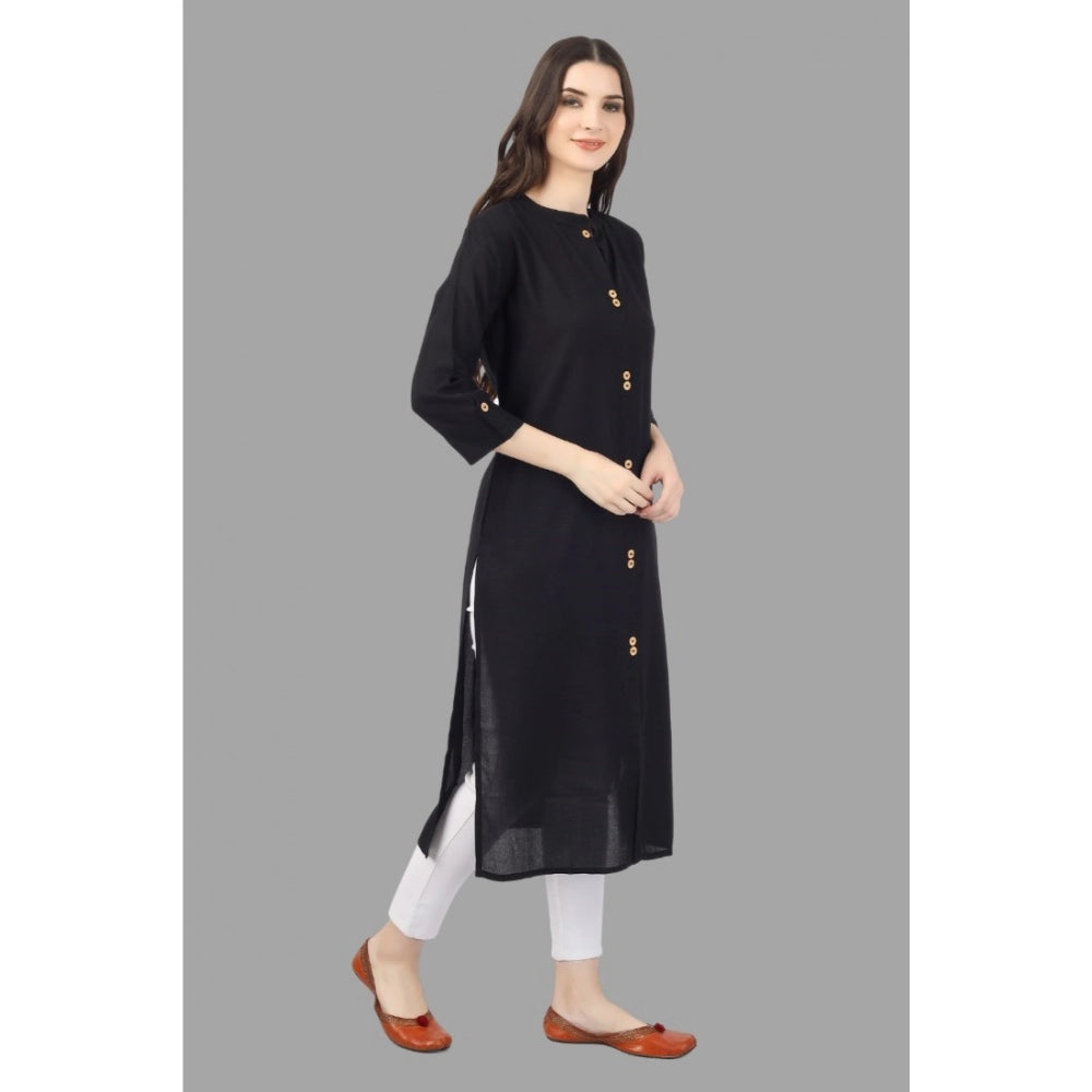 Solid Calf Length Rayon Kurti