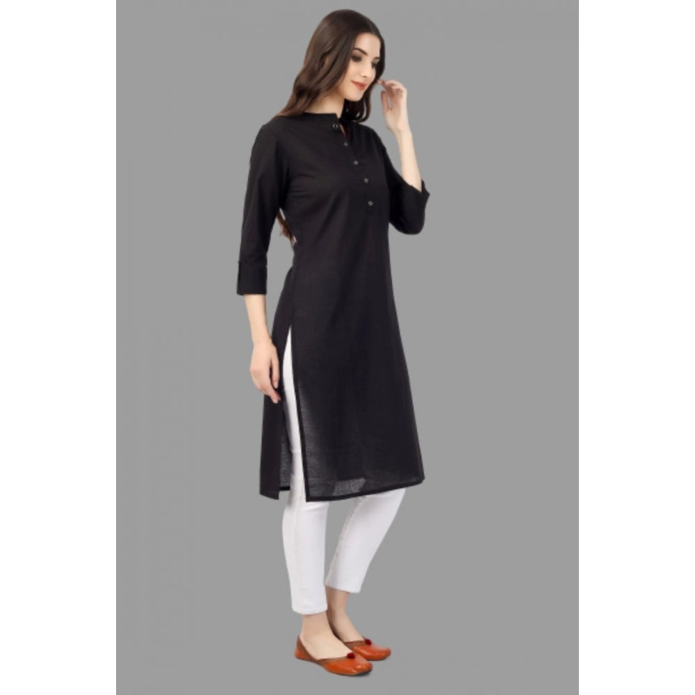 Solid Calf Length Cotton Kurti