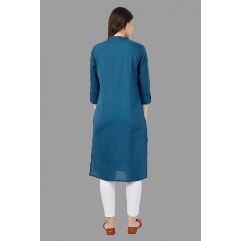 Solid Calf Length Cotton Kurti