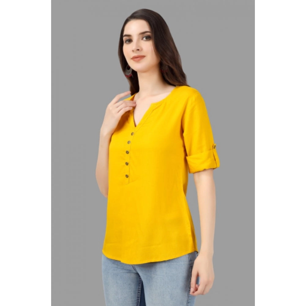 Solid Short Length Rayon Tunic Top