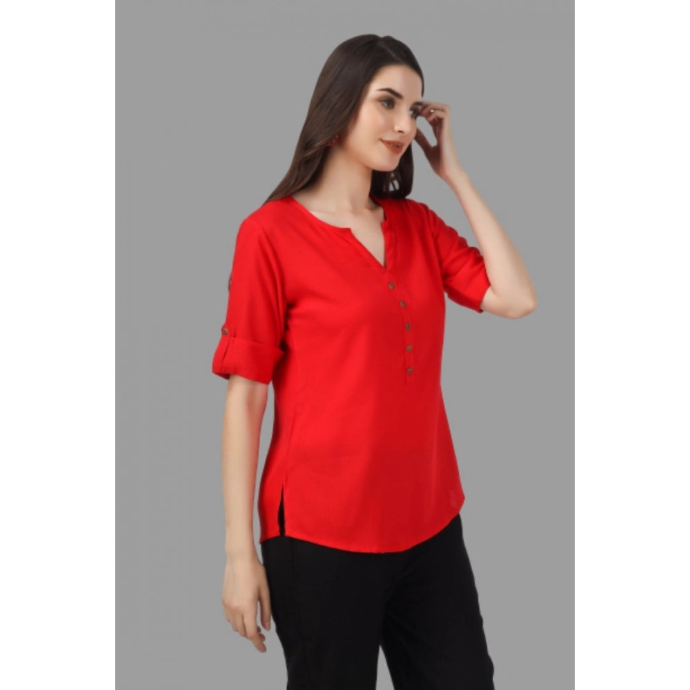 Solid Short Length Rayon Tunic Top