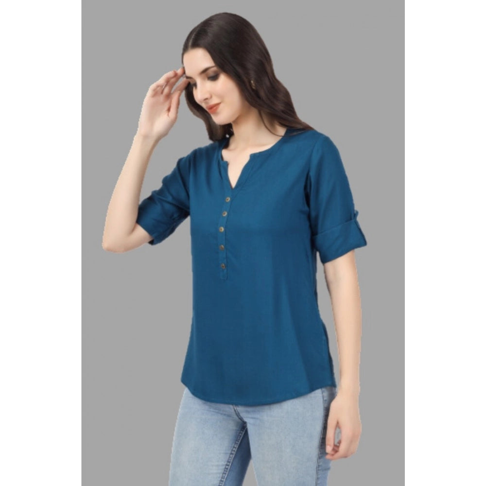 Solid Short Length Rayon Tunic Top